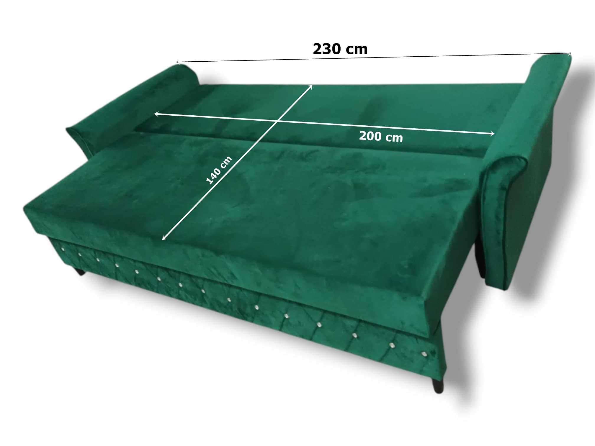 Kanapa Glamour Sofa pojemnik Funkcja spania Kryształ otwierana