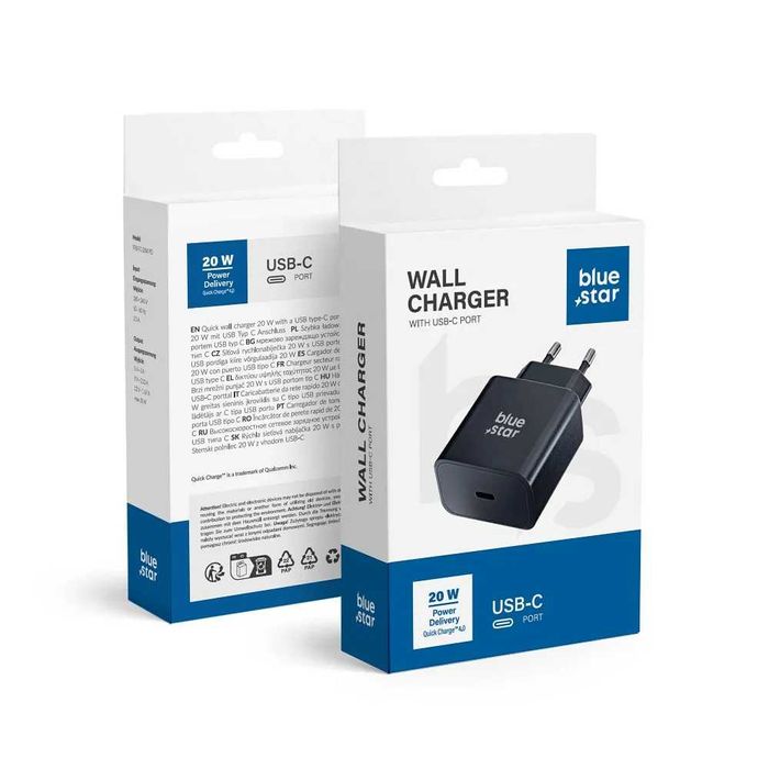 Ładowarka sieciowa do telefonu Blue Star USB C QC4.0 PD 3A 20W  czarna