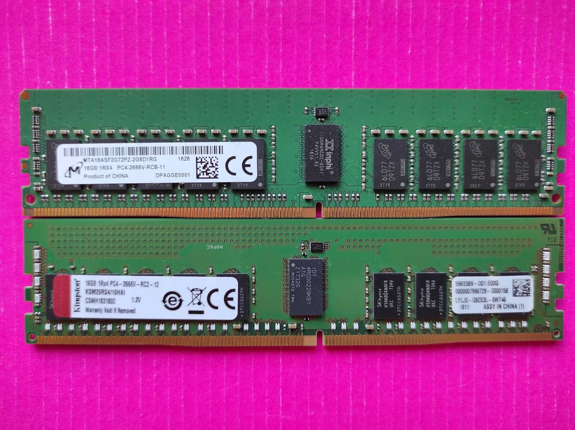 Micron Kingston 16GB ECC DDR4 2666 PC4-21300 Reg серверная
