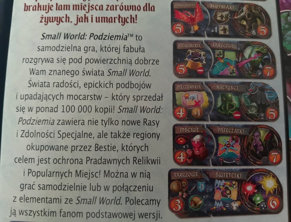Smallworld podziemia gra planszowa nowa