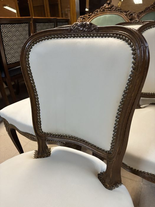 Krzesła Stylowe Skóra Nowa Tapicerka Ludwik 6 sztuk Zestaw Komplet