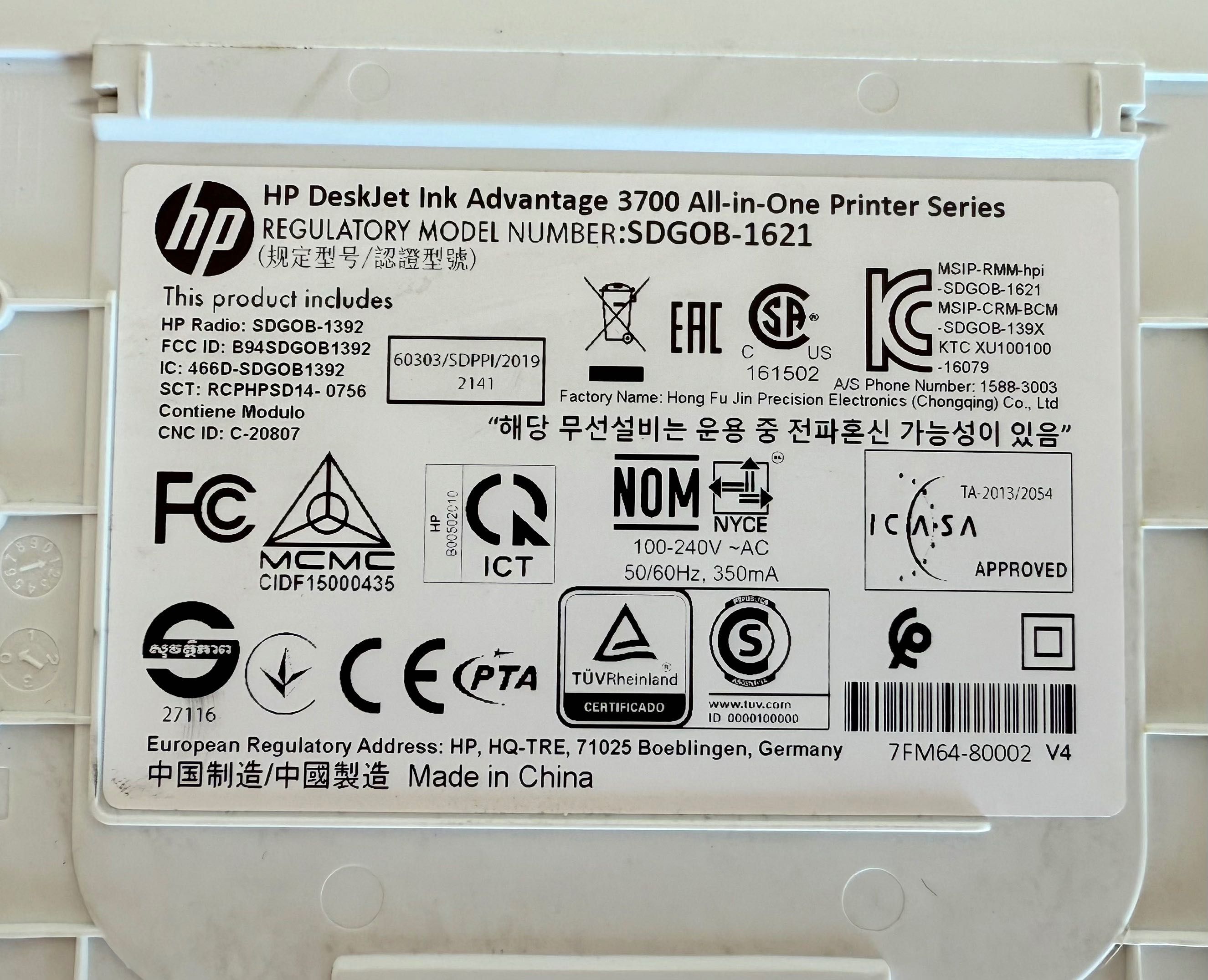 Drukarka HP Deskjet 3775 + tusze (gotowa do użycia)