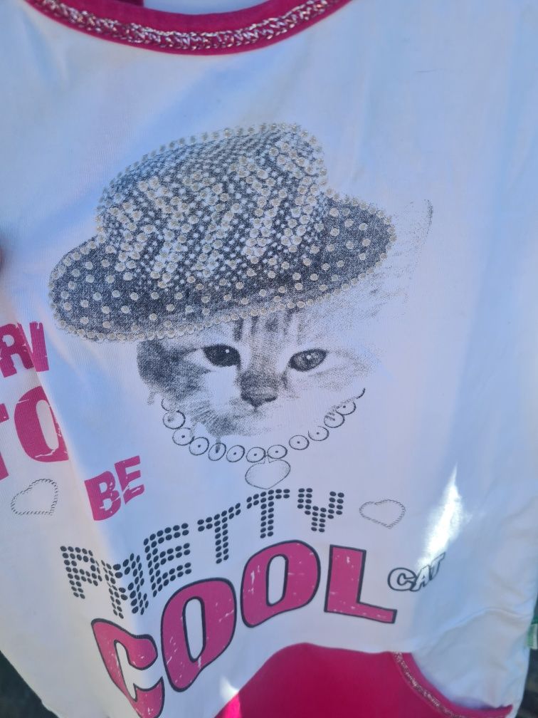Koszulka na ramiączkach z kotem rozmiar 140