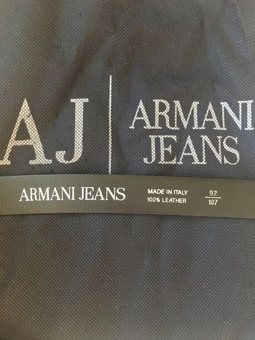 Armani Jeans pasek skórzany czarny skóra półmatowa