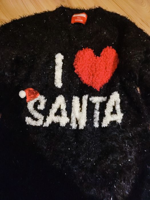 Piękny sweter z motywem świątecznym zimowym Santa mikołajki 140