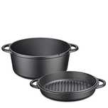Garnek z pokrywą/patelnią grillową, żeliwo, 5,0 l, śred. 26 cm / Kuche