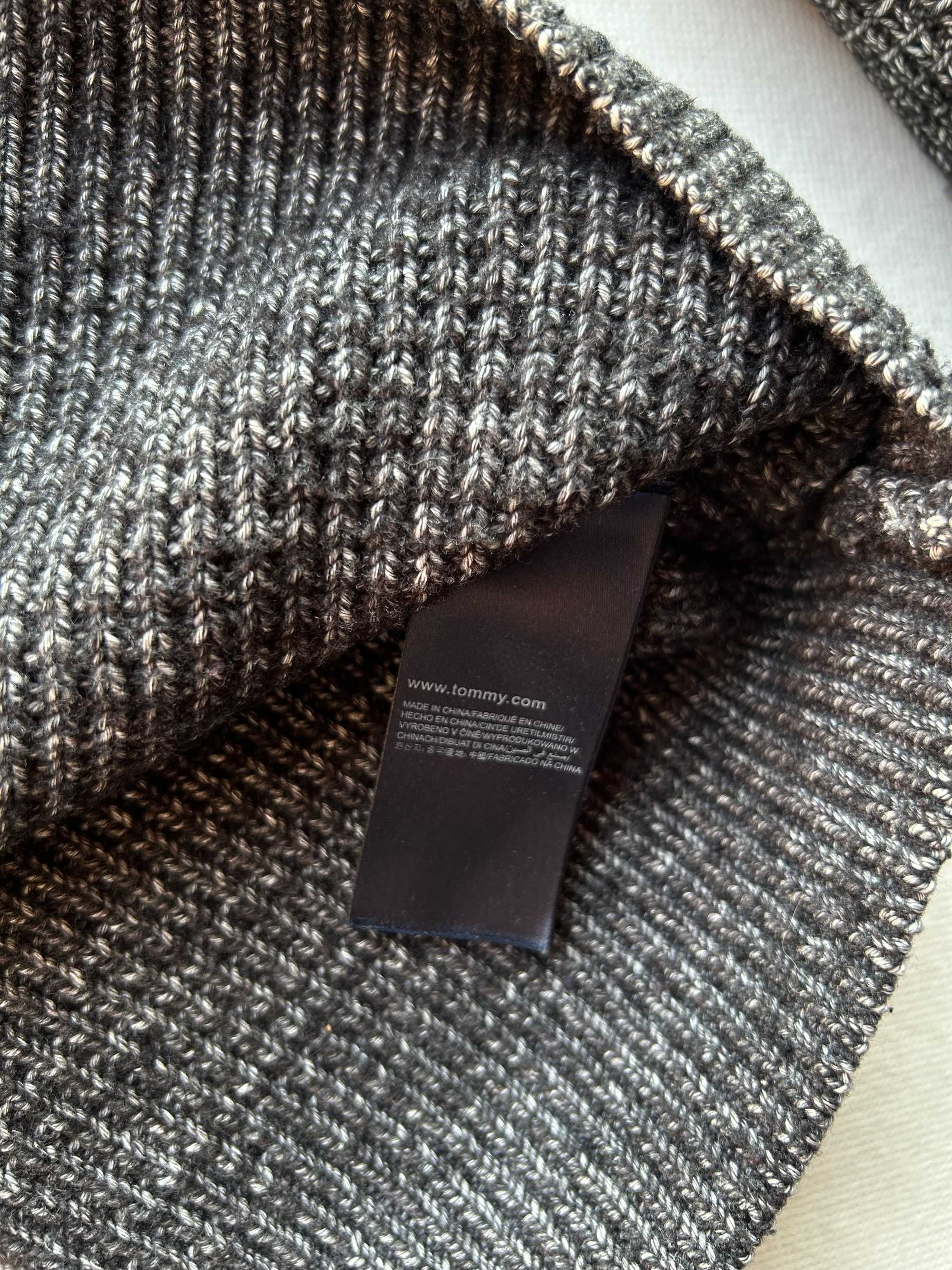 Tommy Hilfiger _ Melanżowy rozpinany grubszy sweter na zamek M
