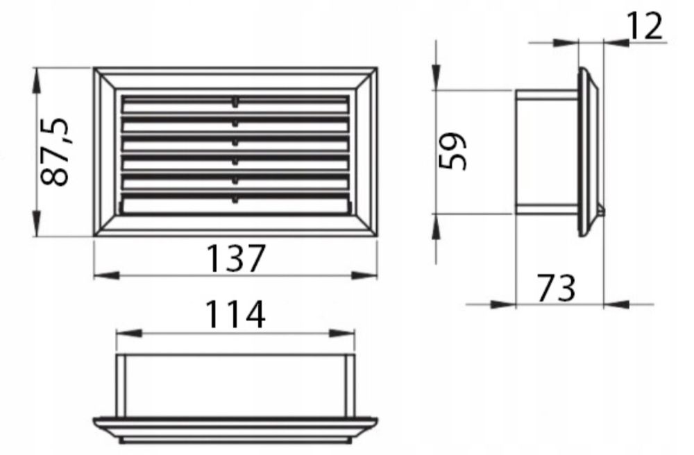 Kratka wentylacyjna 110x55