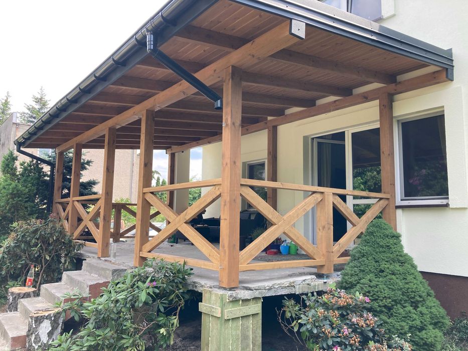 Pergola, taras, altana, wiata, drewno BSH, poliwęglan, zadaszenie