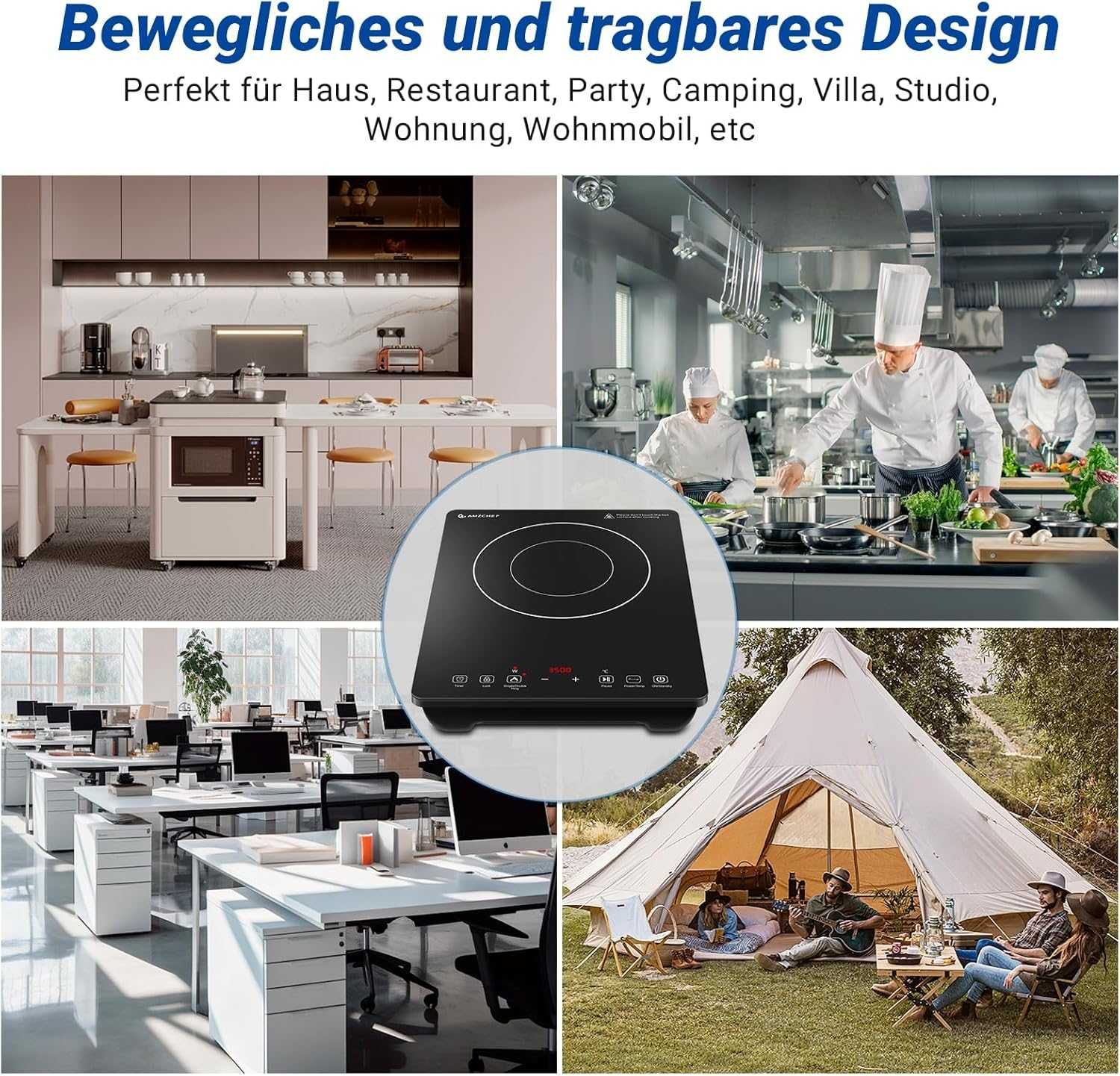 Amzchef 35G49-GXL-SK16 Płyta Indukcyjna 3500W Wolnostojąca z Kablem