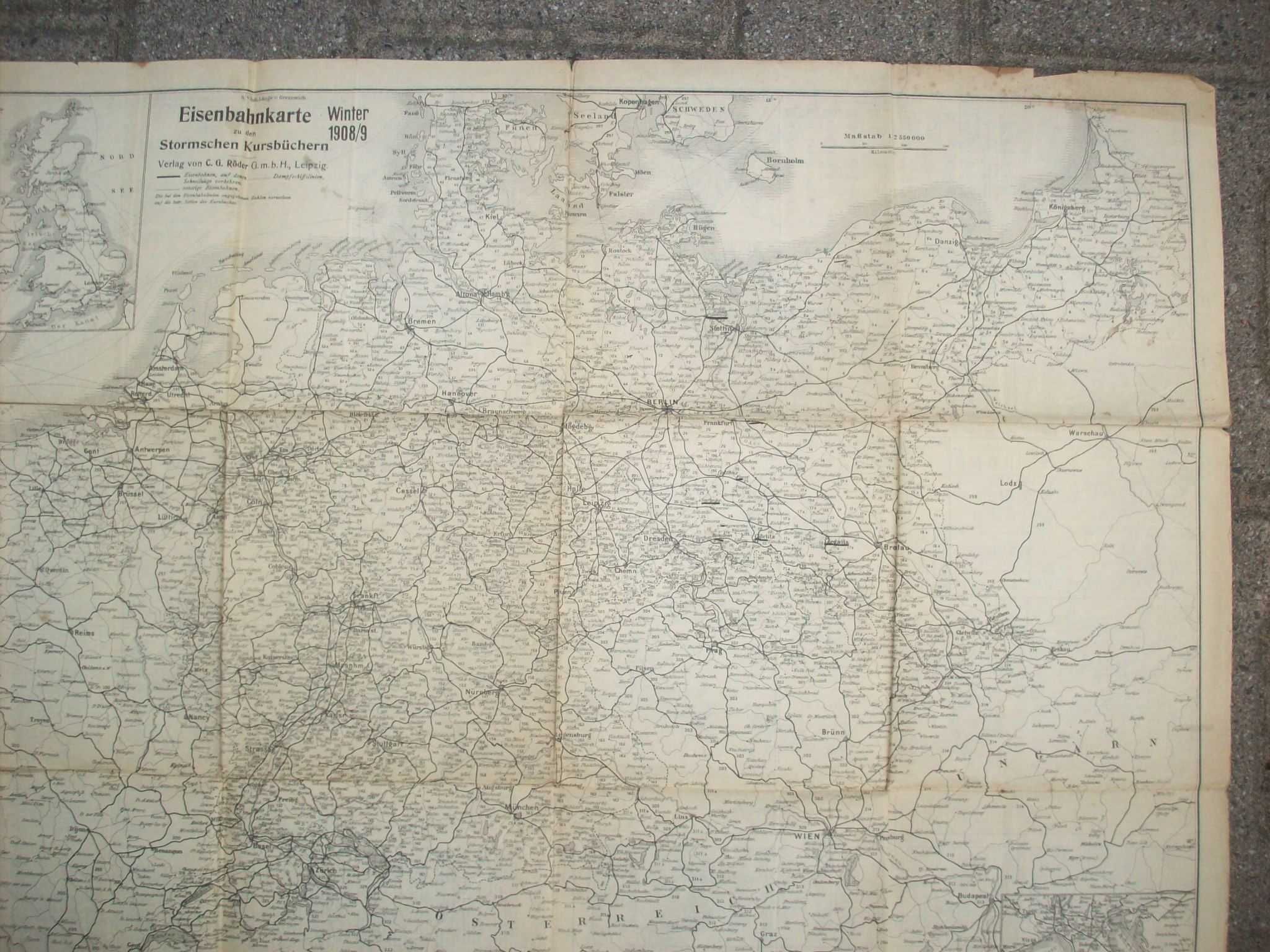 Eisenbahnkarte Winter 1908/9. Mapa kolei niemieckich zima 1908/9.