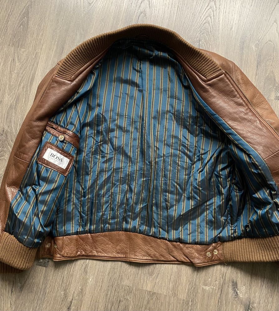 Куртка бомбер кожаная Hugo Boss Vintage Размер М
