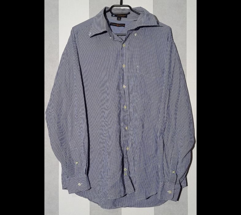 Koszula męska zapinana w kratkę biały niebieski Tommy Hilfiger XL