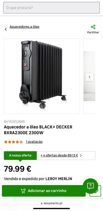 Semi-novo: Aquecedor a óleo Black & Decker com 2300w de potência