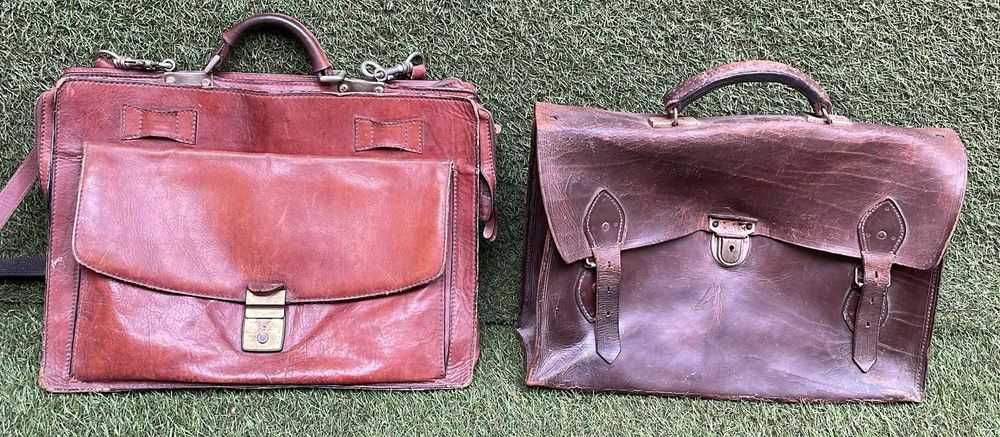 Malas de mão em pele, pasta em couro vintage