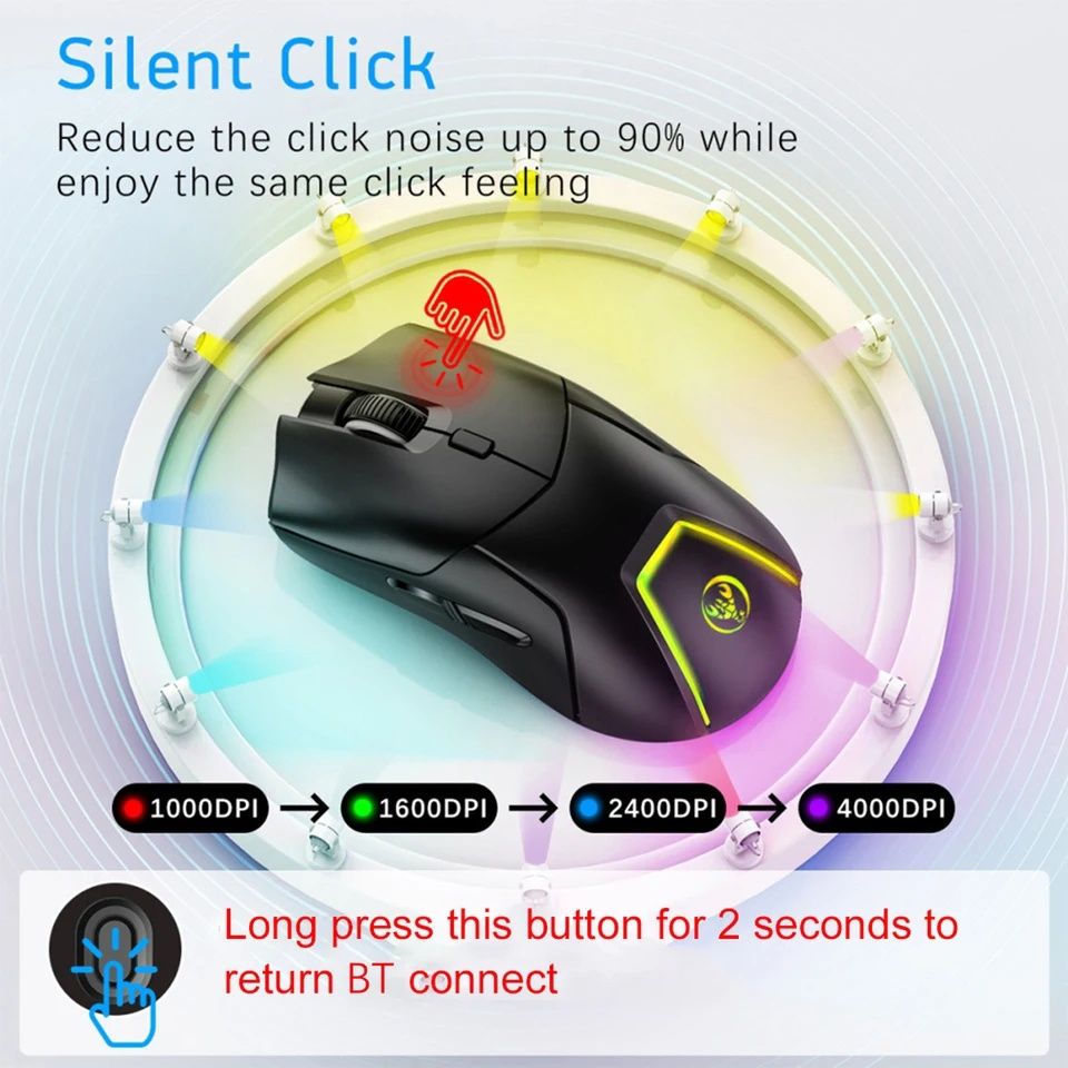 Безшумная игровая  мышка Radius T40 ( беспроводная ) LED-RGB