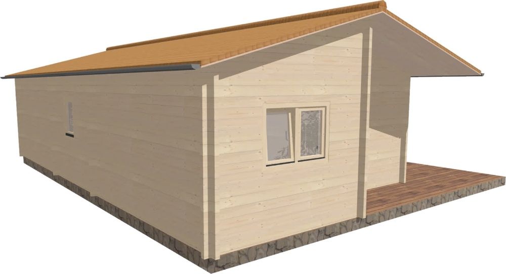 Casa de madeira T2 eco  59 m²  6 divisões  em 44-68 e 88mm