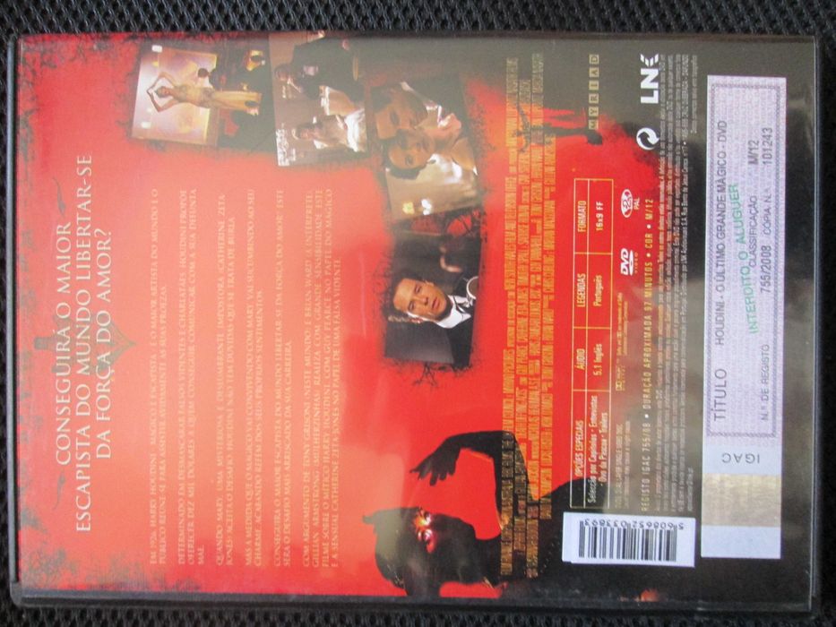 DVD Houdini - O Último Grande Mágico, com Catherine Zeta-Jones