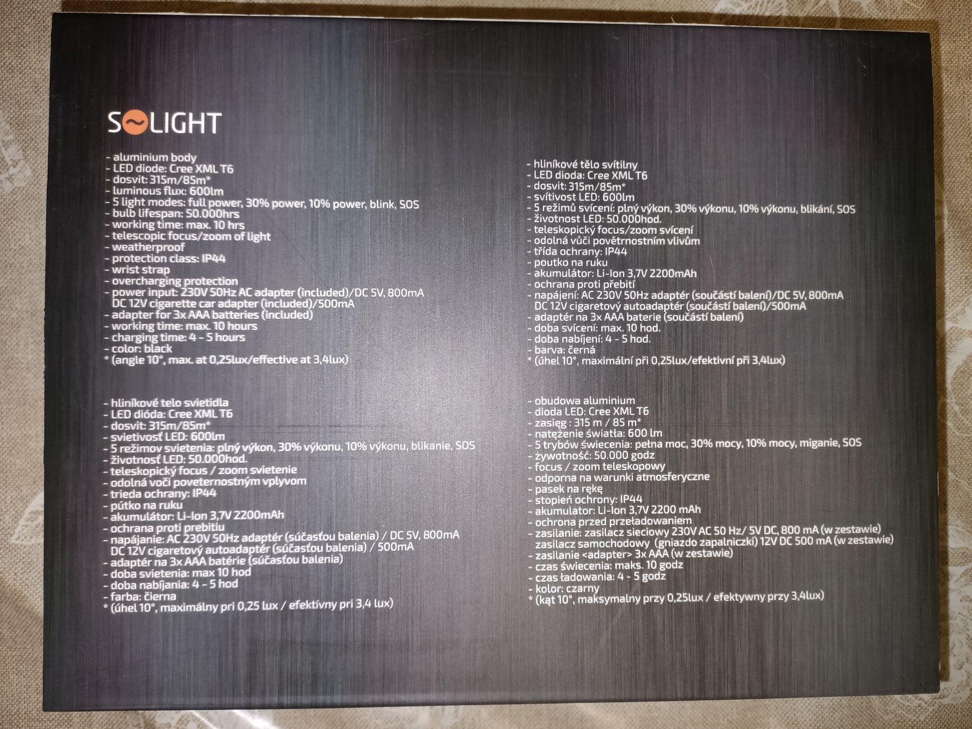 Фонарик Solight Professional (Cree XML T6)