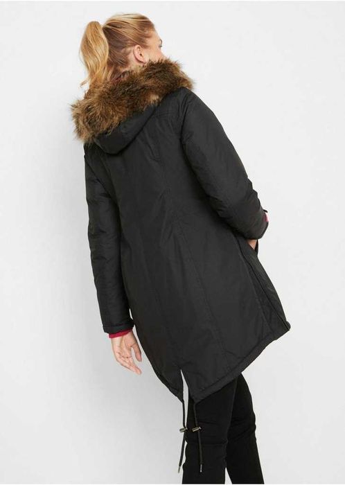 Kurtka ciążowa z wstawką dla dzidziusia - Zimowa z kapturem