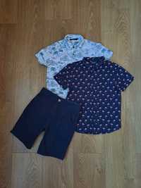 Набор для мальчика/синие шорты/тенниска/рубашка с коротким рукавом