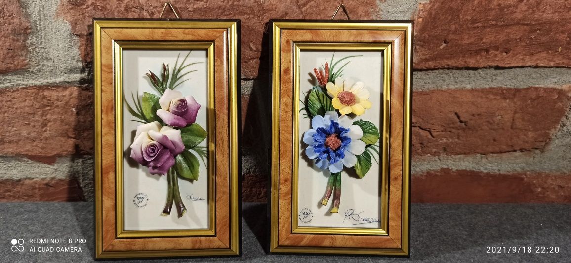 Porcelana CAPODIMONTE Wiązanka Kwiatów Porcelana Wisząca Italia