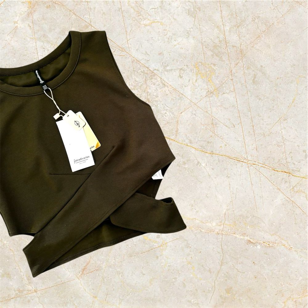 Crop-top z paskami, Stradivarius, S/M