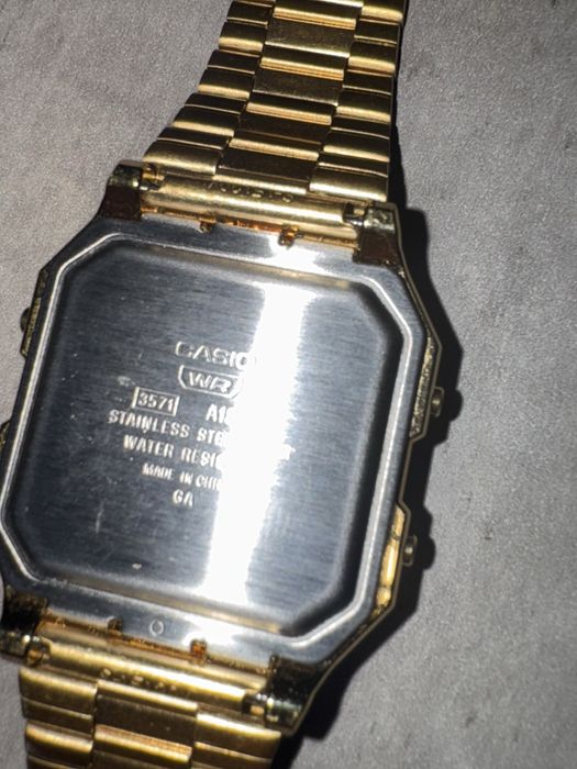 Nowy zloty zegar casio illuminator stal nierdzewna