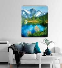 Картина маслом, озеро, горы, пейзаж, живопись, подарок, горный пейзаж