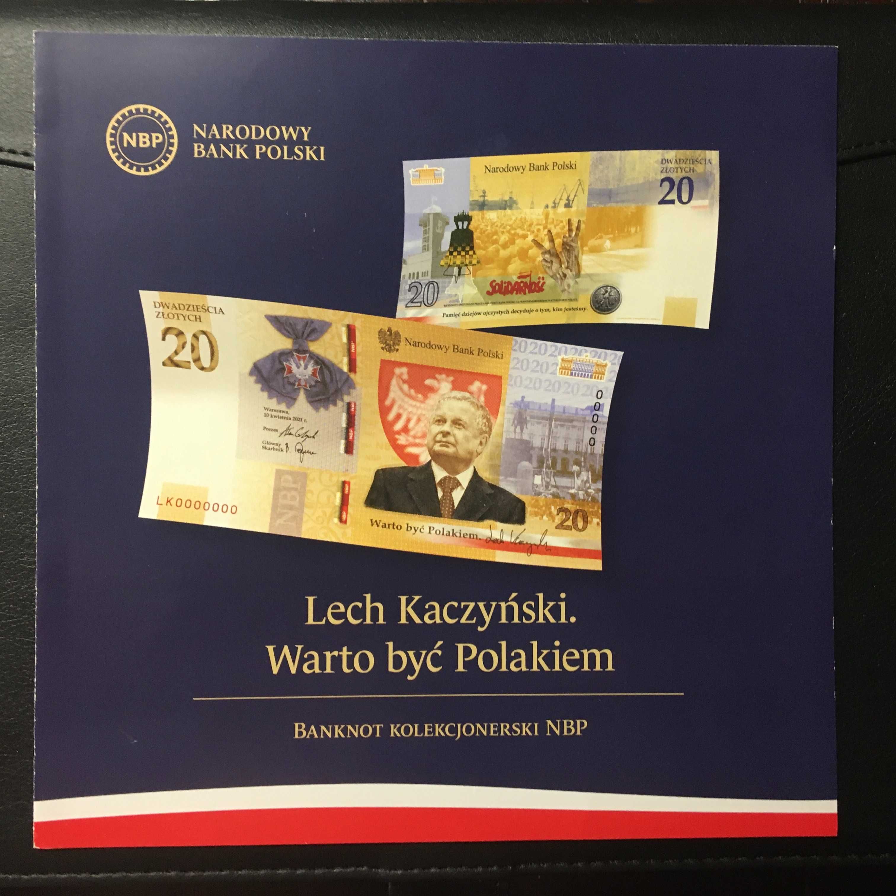 Banknot 20 zł. - L.Kaczyński. Stan UNC.  NISKI NUMER !!