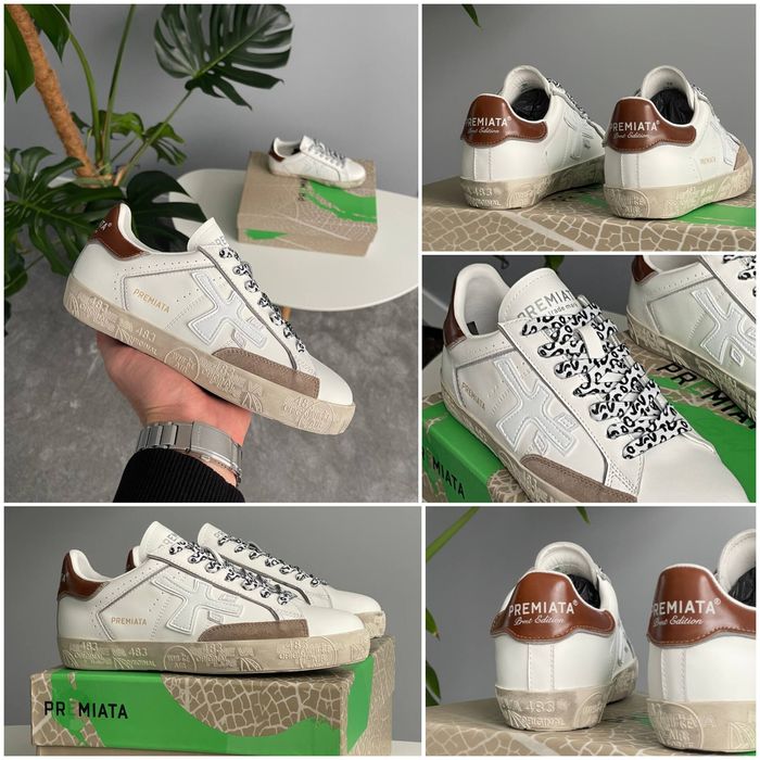 р36-41 Жіночі Кросівки Premiata Stevend 6660 leo white black beige