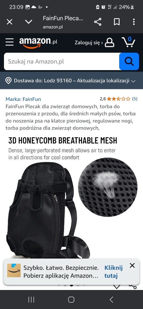 Plecak dla psa/kota fainfun m