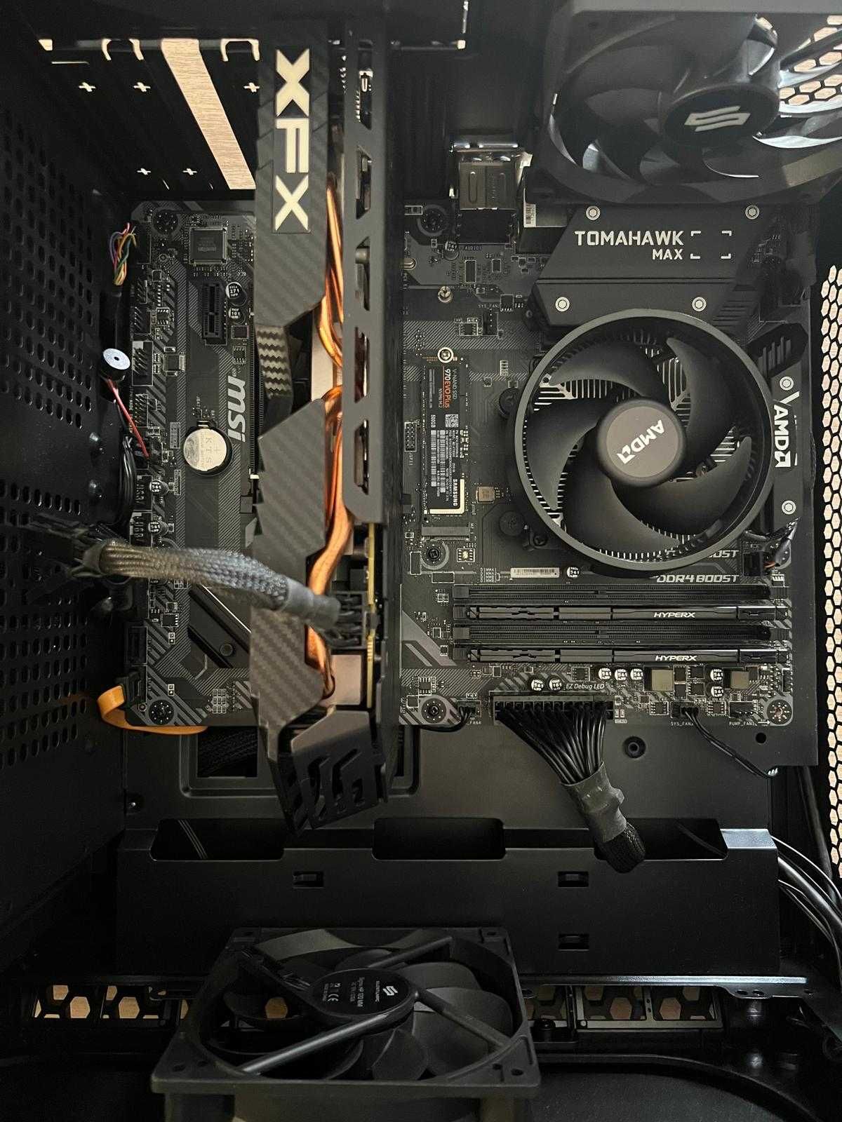 Komputer do gier i nauki Ryzen 5, RX 580, 16GB RAM zakrzywiony monitor