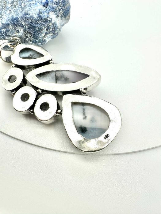 zawieszka, wisior kamień
dendryt opal, topaz. Próba 925
