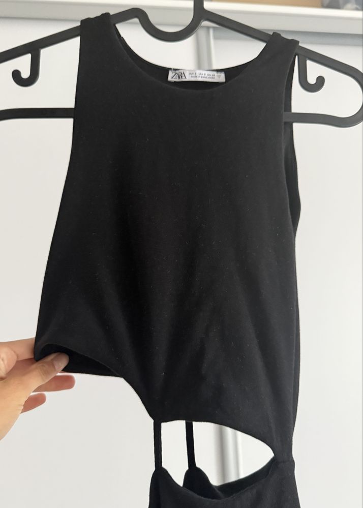 Sukienka czarna midi zara S 36 asymetryczna