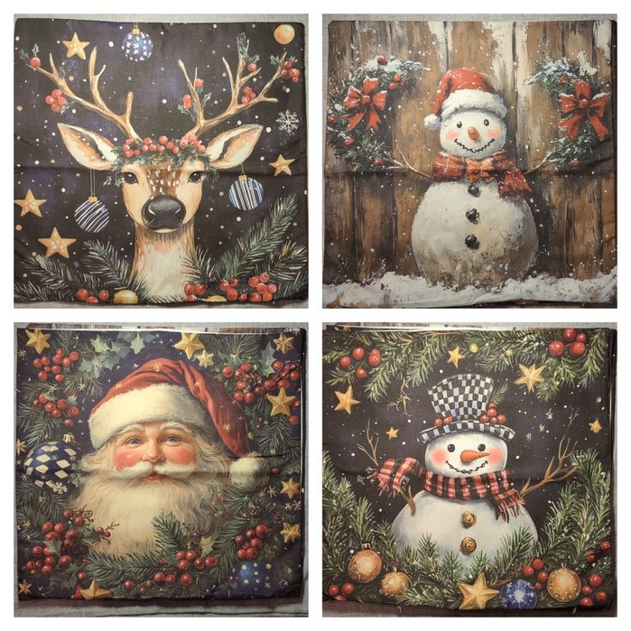 Komplet 4 świątecznych poszewek na poduszki Jaśki