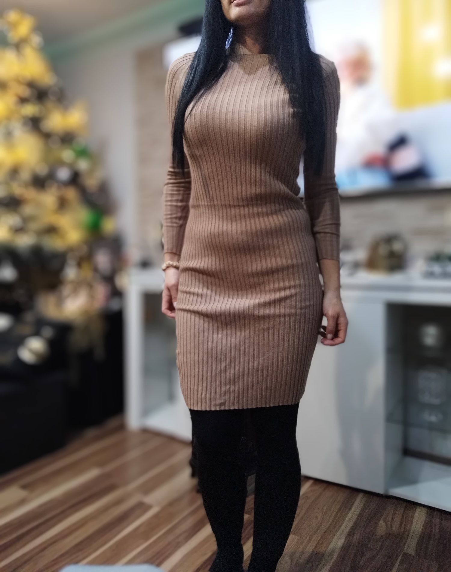 Śliczna tunika dzianinowa sweterkowa prążkowana r uni M L XL