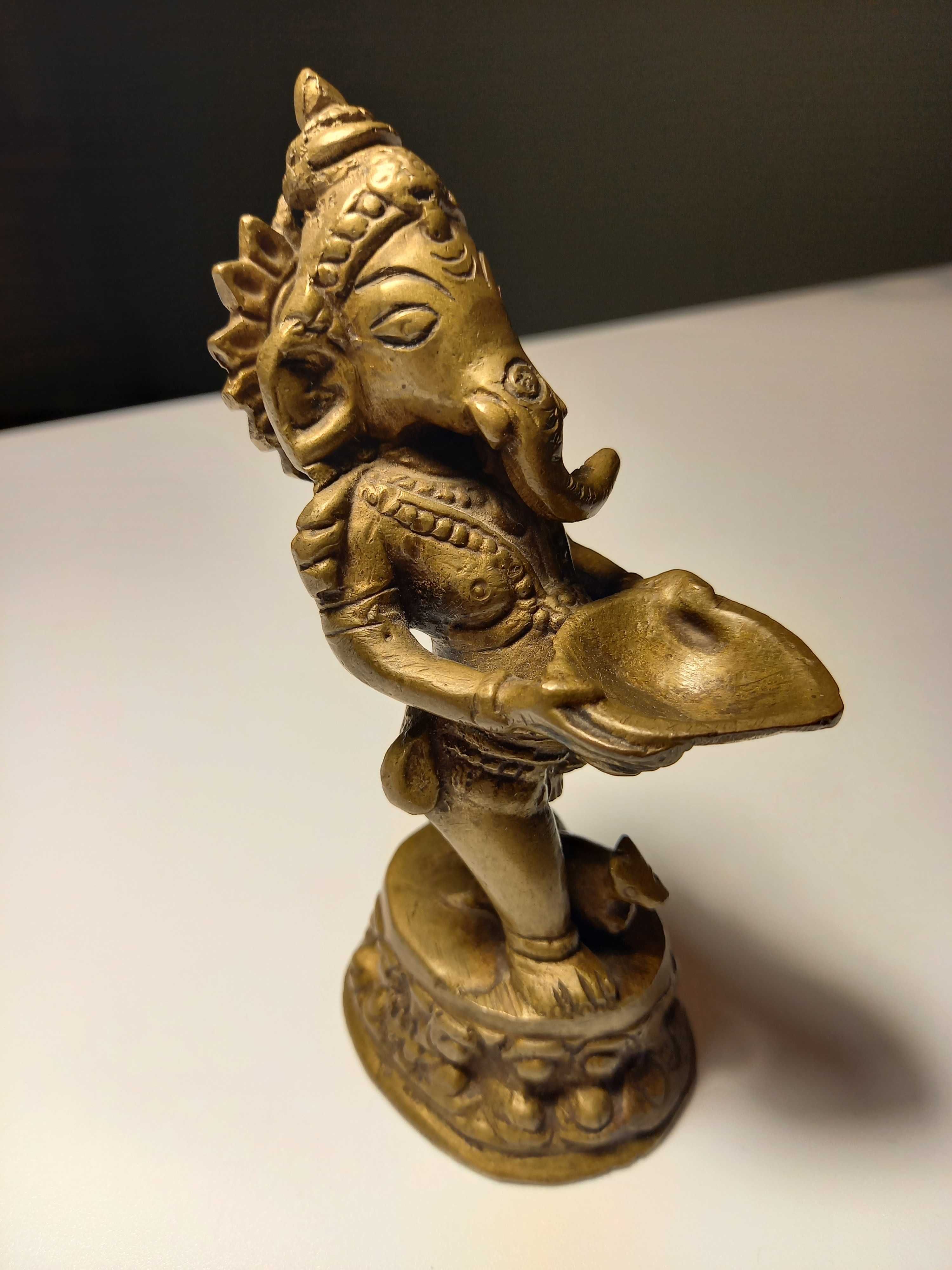 Figurka hinduskiego boga GANESHA 14 cm mosiężna solidna