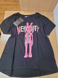 Bluzka koszulka T-shirt FREESTILL Oversize neonowo cekinowy wzór