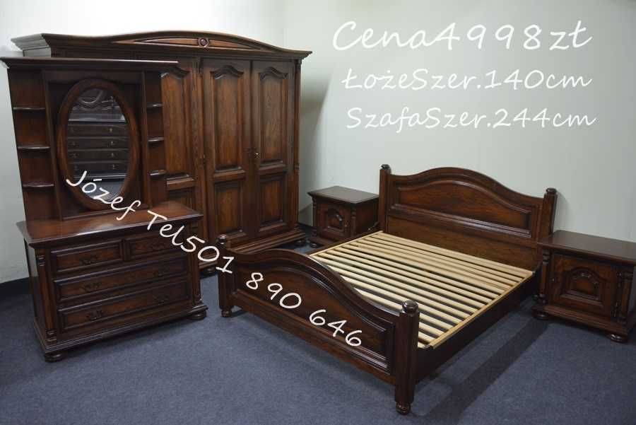 Piękna Sypialnia Dębowy - łoże szafa komoda szafki nocne Meble