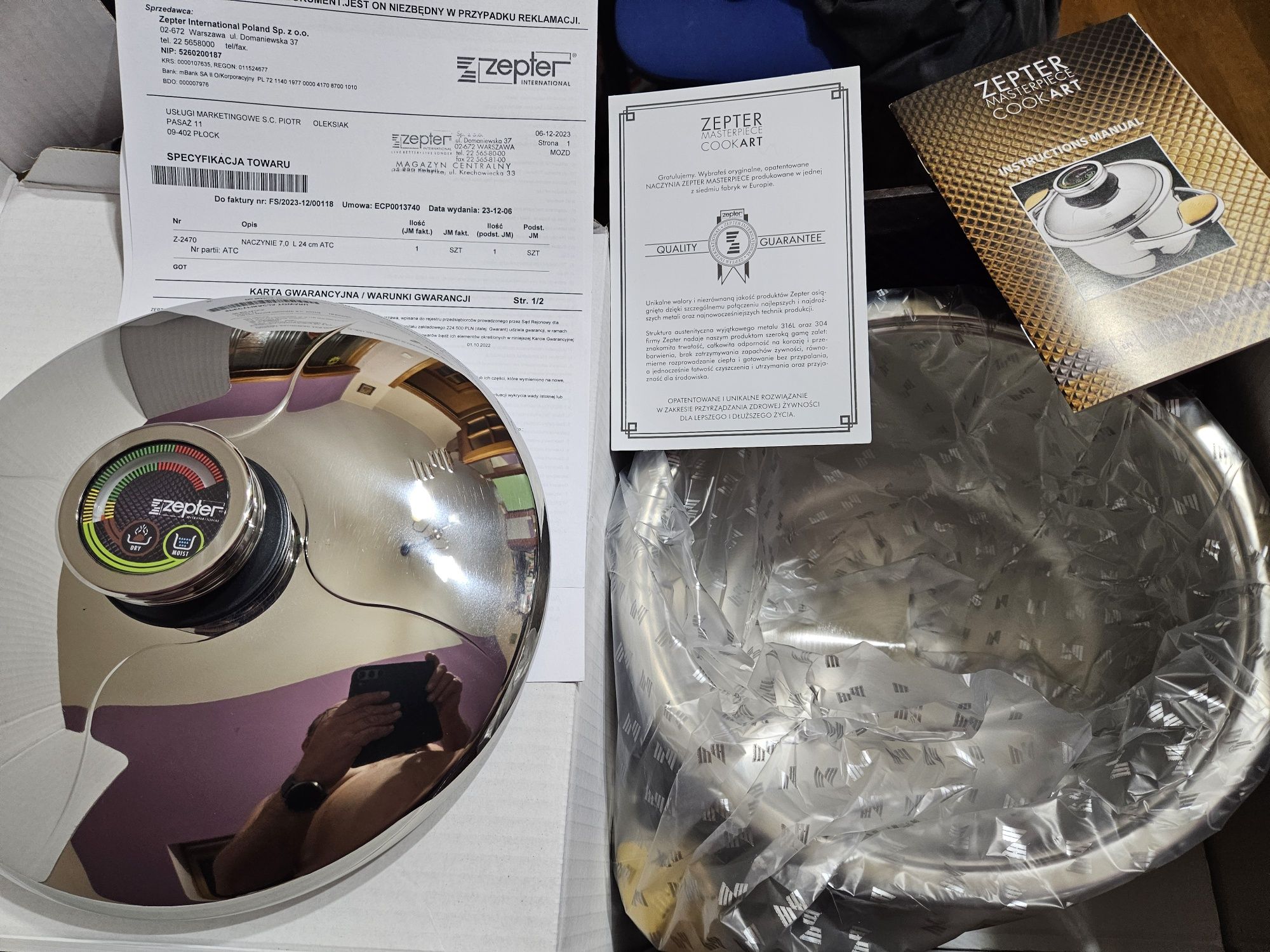 Nowe naczynie 4,2l, 20cm z pokrywką Z-line Zepter-indukcja