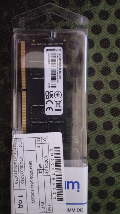 Goodram SO-DIMM DDR5 4800MHz 32Gb Новий