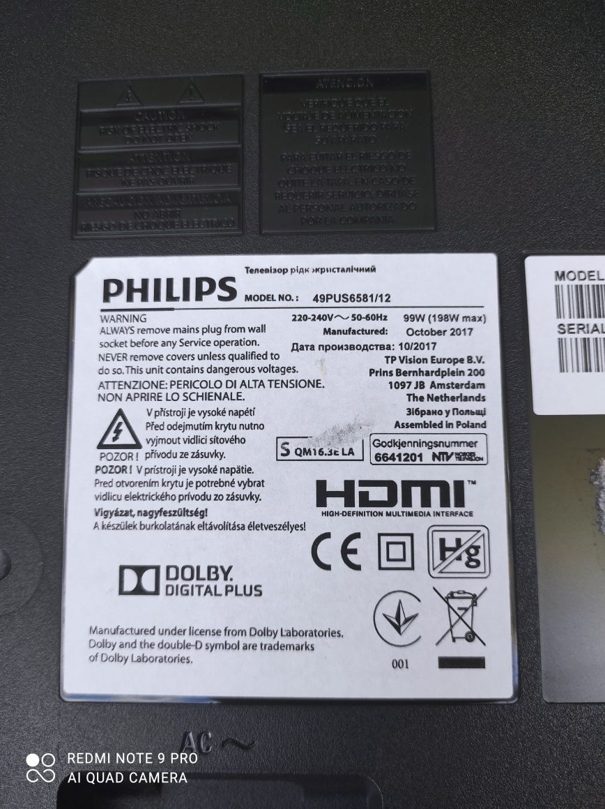 Philips 49 PUS6581/12 elektronika stopy