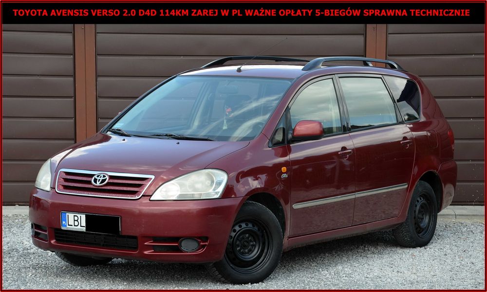 Toyota Avensis Verso 2.0 D4D 114KM Zarej w PL Długie Opłaty 5-Biegów