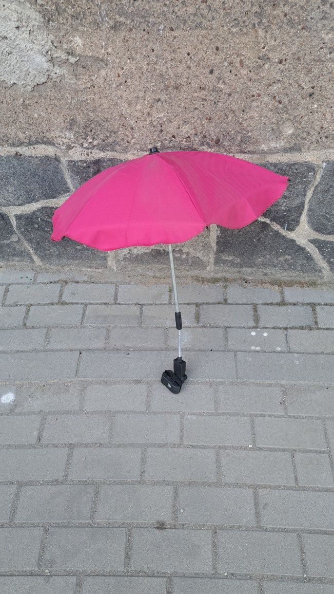 Różowa parasolka do wózka spacerówki gondoli