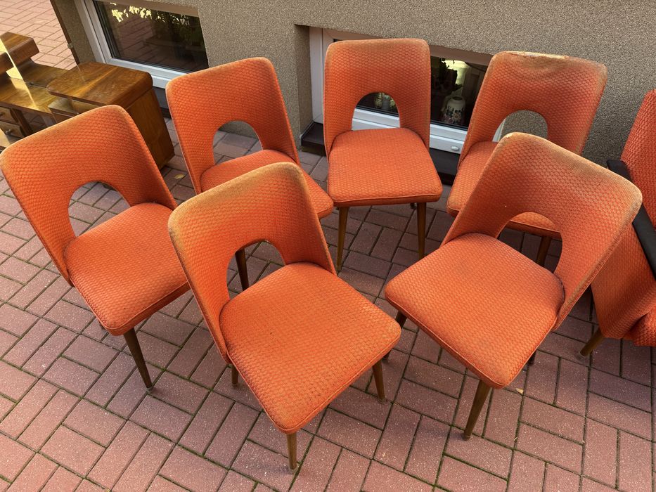 6 Krzeseł PRL Muszelka Bydgoskie Fabryki Mebli