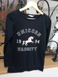 Długa czarna bluza Unicorn H&M rozm. 158/164