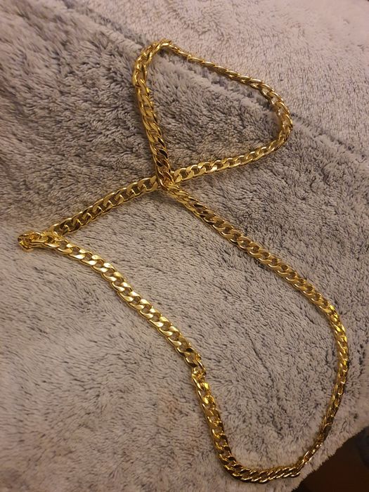 Złoty Łańcuszek Męski Szeroki Pancerka Stal Prezent