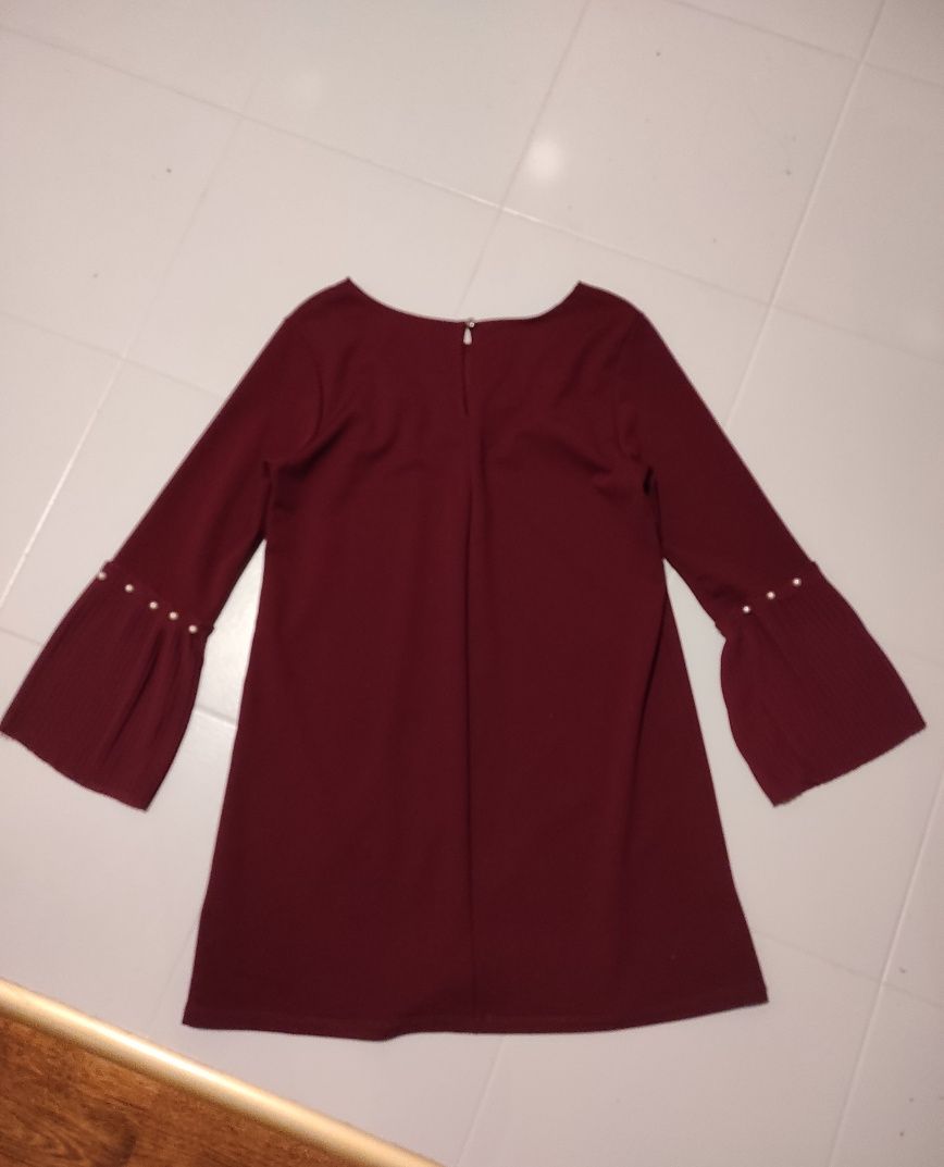 Świąteczna bordowa elegancka sukienka