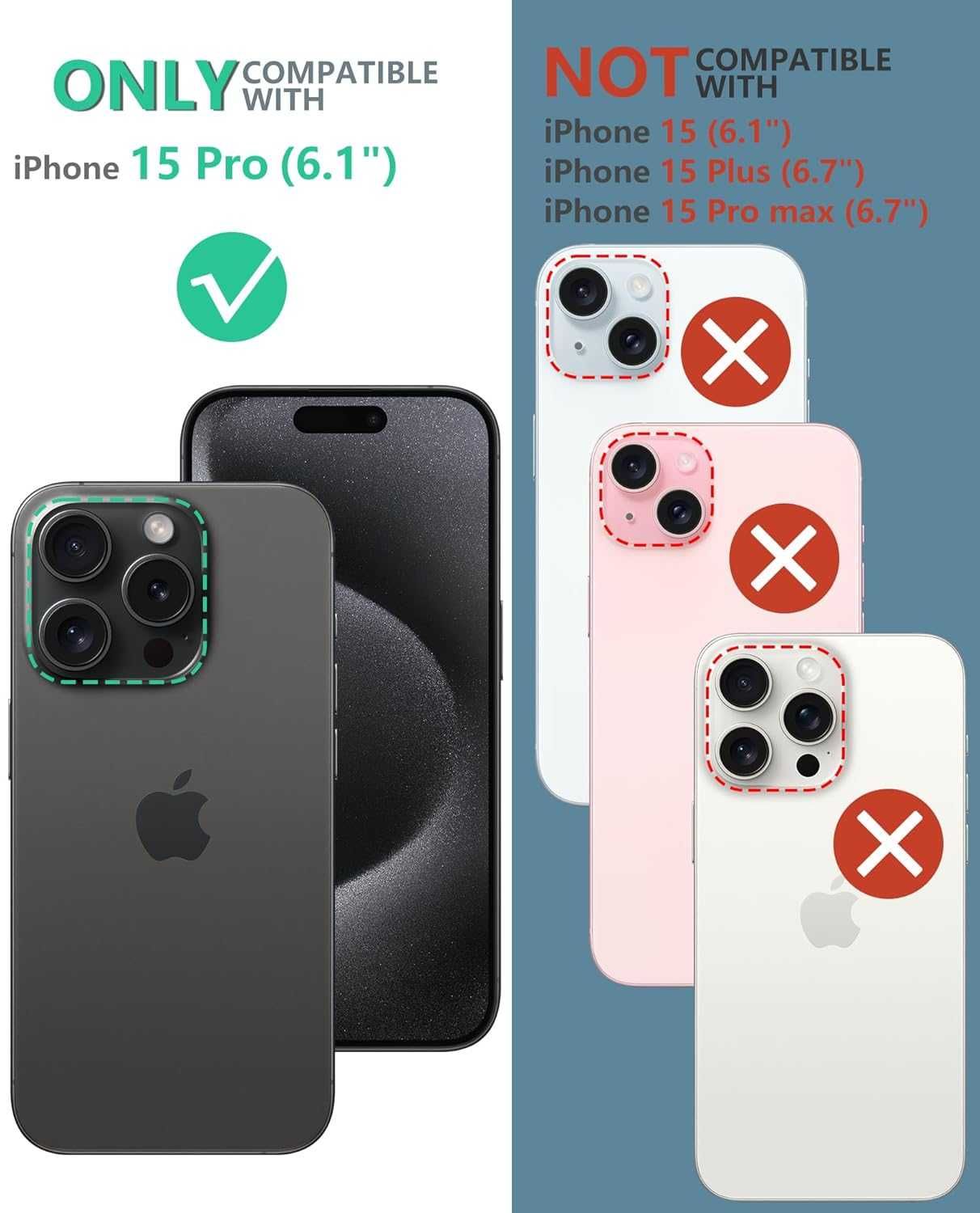 FNTCASE pancerne etui 360 do iPhone 15 Pro 1x szkło na obiektyw stojak